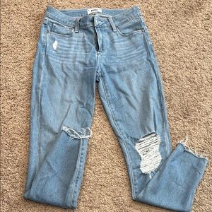 Paige Light Blue Distressed Skinny Jeans (26)